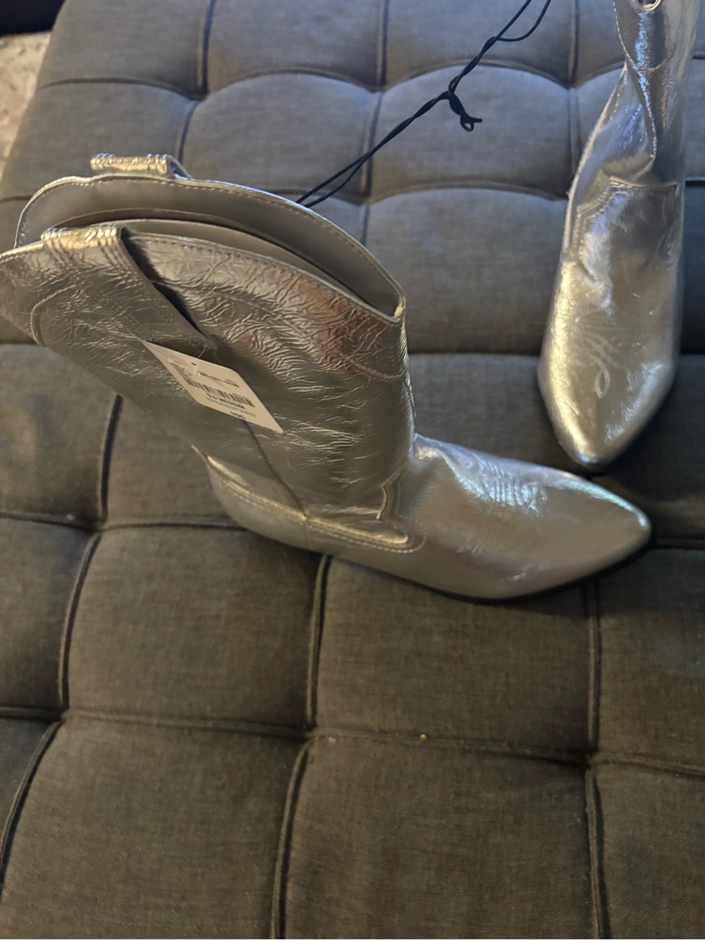 Arizona Jean Company Metallic Silver Western Ankle Boots